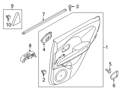 2015 Kia Soul EV Interior Trim - Rear Door Rear Power Window Sub Left Switch Assembly Diagram for 93580B2000BF6
