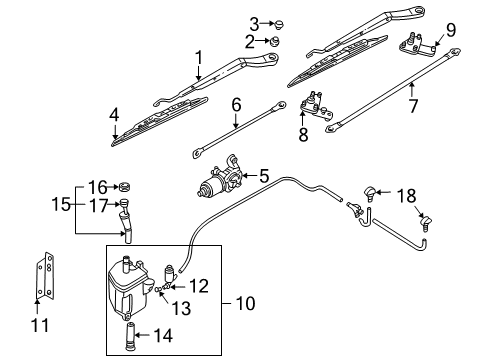 2003 Infiniti I35 Wiper & Washer Components Pivot Assy-Wiper, No 2 Diagram for 28860-2Y000