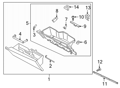 2018 Lincoln Navigator Glove Box Strap Diagram for JL7Z-7813598-A