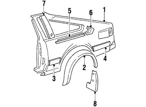 1985 Toyota Celica Outer Components - Quarter Panel Regulator Assy, Rear Quarter Window, RH Diagram for 69803-14090