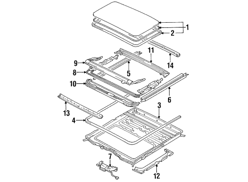 1989 Toyota Cressida Sunroof Gear Sub-Assy, Sliding Roof Drive Diagram for 63260-22021