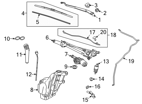 2011 Buick Regal Wiper & Washer Components Wiper Arm Diagram for 13227399