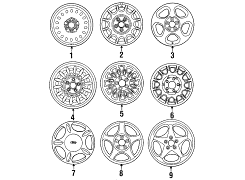 1997 Ford Taurus Wheels Wheel, Alloy Diagram for F7DZ1007BA