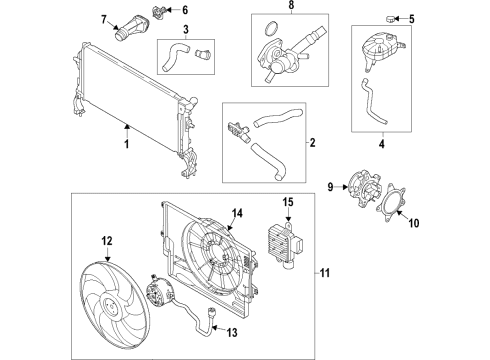 2021 Kia Soul Cooling System, Radiator, Water Pump, Cooling Fan Blower Assembly Diagram for 25380-J3280