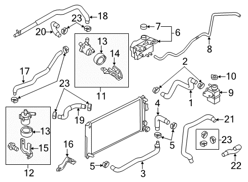 2012 Nissan Leaf Heater Core & Control Valve Tank Assy-Reserve Diagram for 21710-3NA0A