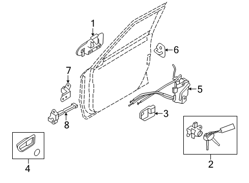 2011 Kia Soul Front Door Front Door Outside Handle Assembly, Left Diagram for 826502K00000