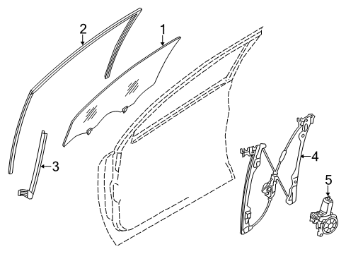 2017 Infiniti QX80 Front Door Glass Run Rubber-Front Door, LH Diagram for 80331-1LA1A