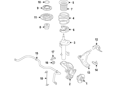 2017 Mini Cooper Countryman Front Suspension Components, Lower Control Arm, Ride Control, Stabilizer Bar Front Coil Spring Diagram for 31336872339