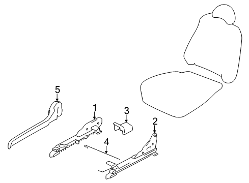 2000 Hyundai Accent Tracks & Components Track Assembly-Front Seat Inner, Driver Diagram for 88525-25030