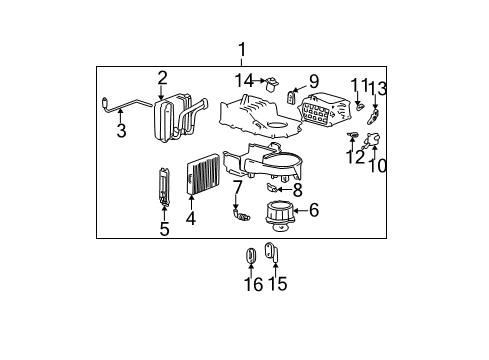 2003 Hyundai Sonata Blower Motor & Fan Evaporator & Blower Unit Diagram for 97602-3D055