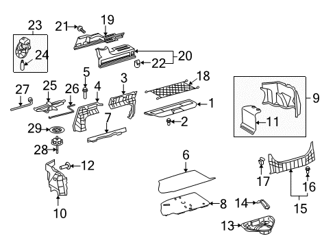 2009 Toyota Camry Interior Trim - Rear Body Package Tray Trim Diagram for 64303-33110-B0