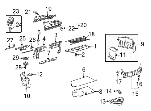 2009 Toyota Camry Interior Trim - Rear Body Partition Panel Diagram for 64272-33050