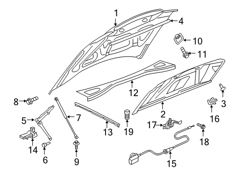 2005 Chrysler 300 Hood & Components Stud Diagram for 6508306AA