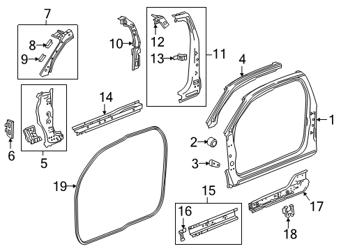 2019 GMC Canyon Uniside Weatherstrip On Body Diagram for 23359268