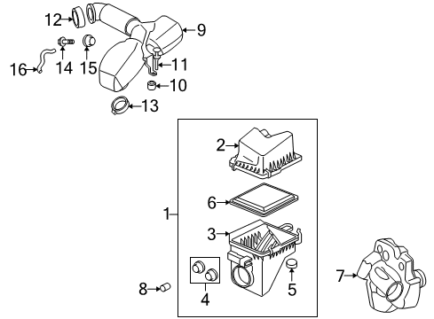 2007 Saturn Vue Filters Cover, Air Cleaner Housing Diagram for 15910149