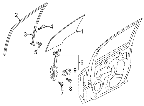 2020 Ford EcoSport Front Door Lower Guide Diagram for CN1Z-74223A06-A