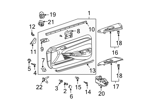 2007 Toyota Solara Interior Trim - Door Armrest Base Diagram for 74232-AA080-A0