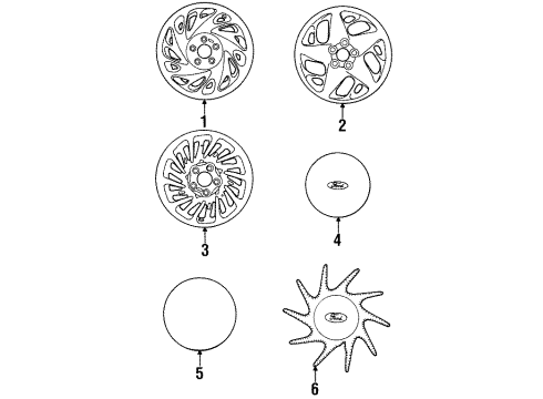 1998 Ford Windstar Wheels Center Cap Diagram for F78Z-1130-EA