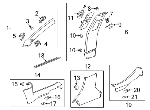 2014 Chevrolet Malibu Interior Trim - Pillars, Rocker & Floor Lower Center Pillar Trim Diagram for 22884304