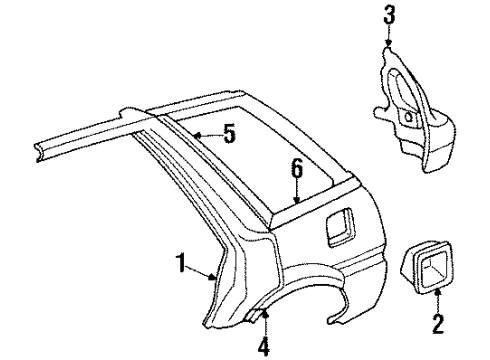1986 Honda Civic Quarter Panel & Components Adapter, Fuel Cap Diagram for 70475-SB6-310ZZ