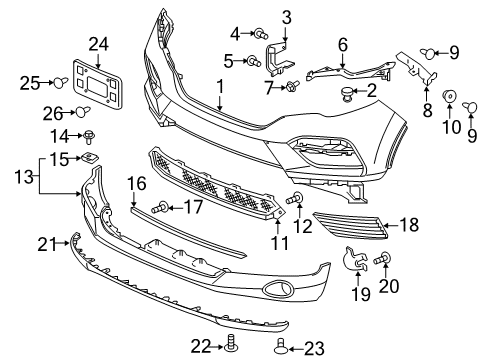 2017 Honda Pilot Front Bumper Garnish, R. FR. Bumper (A) Diagram for 71102-TG7-A10