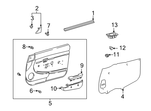 1999 Toyota Tacoma Interior Trim - Front Door ARMREST Assembly, Door Diagram for 74210-04020-B2