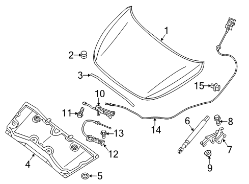 2020 Infiniti QX60 Hood & Components Hood Lock Control Cable Assembly Diagram for 65621-3JA1A