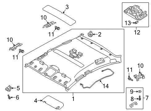 2022 Hyundai Accent Interior Trim - Roof Room Lamp Assembly Diagram for 92850-C7010-TTX