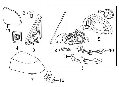 2020 BMW X3 Parking Aid Mirror Glass, Heated, Convex, Right Diagram for 51167291240