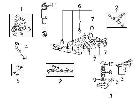 2005 Cadillac SRX Rear Suspension Components, Lower Control Arm, Upper Control Arm, Ride Control, Stabilizer Bar Shock Diagram for 19302767