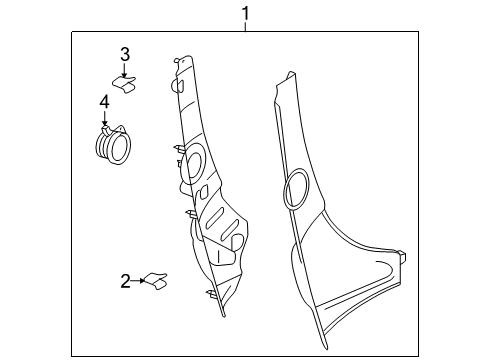 2006 Pontiac Solstice Interior Trim - Quarter Panels Quarter Pillar Trim Diagram for 25796025