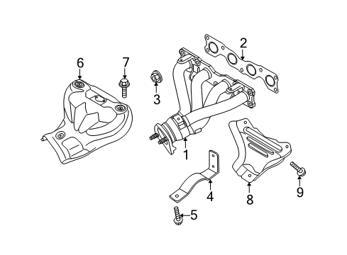 2009 Kia Rondo Exhaust Manifold Exhaust Manifold Catalytic Assembly, Right Diagram for 285103E040