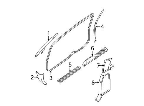 2007 Nissan Titan Interior Trim - Cab GARNISH-Lock Pillar, Upper RH Diagram for 76914-8S510