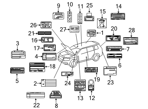 2008 Toyota Highlander Information Labels Fan Label Diagram for 16793-36030