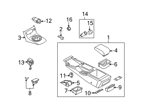 2004 Infiniti G35 Switches Cup Holder Assembly Diagram for 68430-AL811