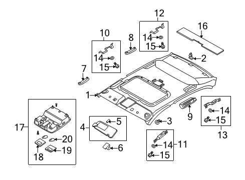 2006 Kia Amanti Interior Trim - Roof Lamp Assembly-S/GLASS Overhead Diagram for 928203F000NF