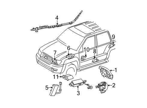 2005 Toyota 4Runner Air Bag Components Passenger Inflator Module Diagram for 73960-35050