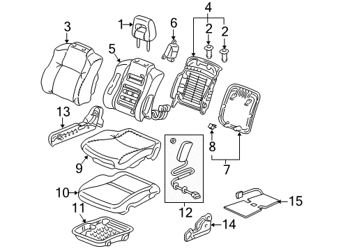 2005 Honda Pilot Front Seat Components Cover, R. FR. Seat Center *NH361L* (CF GRAY) Diagram for 81115-S9V-A01ZB