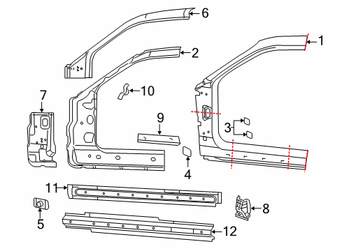 2010 Dodge Challenger Aperture Panel, Hinge Pillar, Rocker TAPESTRIP Diagram for 5065785AB