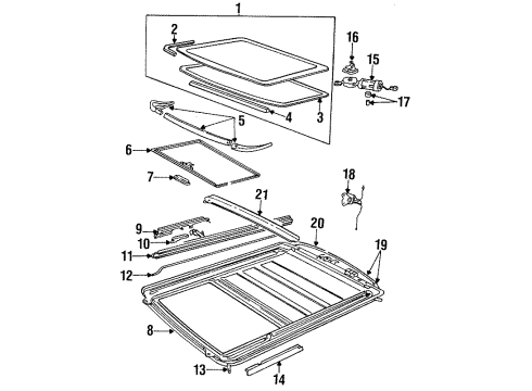 1995 Jeep Grand Cherokee Sunroof Glass-SUNROOF Diagram for 55076207