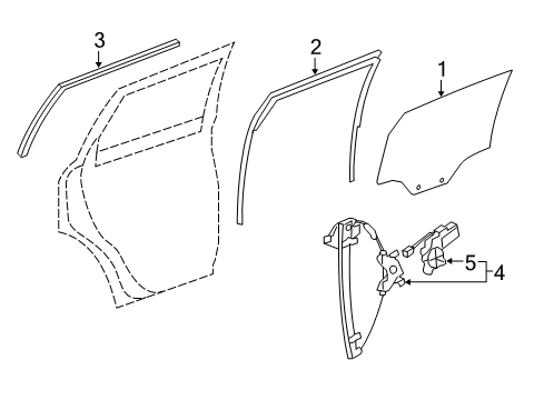 2015 Chevrolet Captiva Sport Rear Door Run Weatherstrip Diagram for 96624083