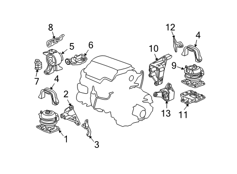 2014 Honda Pilot Engine & Trans Mounting Stay E, Engine Harness Diagram for 32745-RN0-A00
