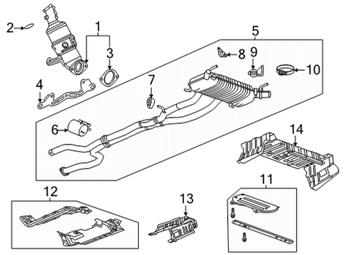 2021 Cadillac CT5 Exhaust Components Muffler & Pipe Diagram for 84738138