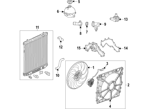 2020 Cadillac XT6 Cooling System, Radiator, Water Pump, Cooling Fan Fan Module Diagram for 84826491