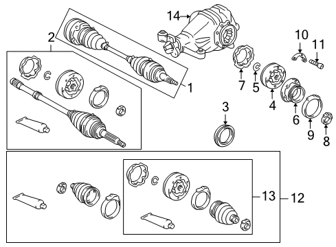 2005 Lexus IS300 Axle & Differential - Rear Joint Sub-Assy, Rear Drive Shaft Cross Groove Diagram for 43409-30030