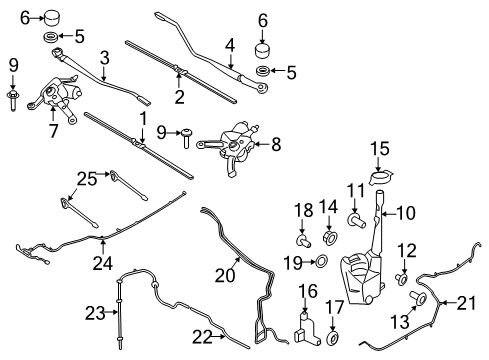 2021 Ford Edge Wipers Wiper Arm Nut Diagram for -W716490-S450B
