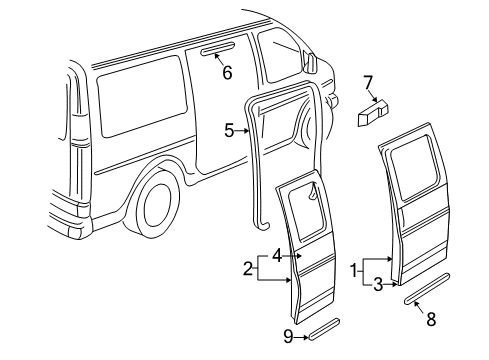 1996 Chevrolet P30 Side Loading Door & Components, Exterior Trim Molding-Body Side Front-LH Diagram for 15621699