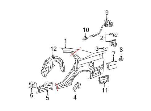2008 Toyota Avalon Fuel Door Wheelhouse Liner Diagram for 65638-AC010