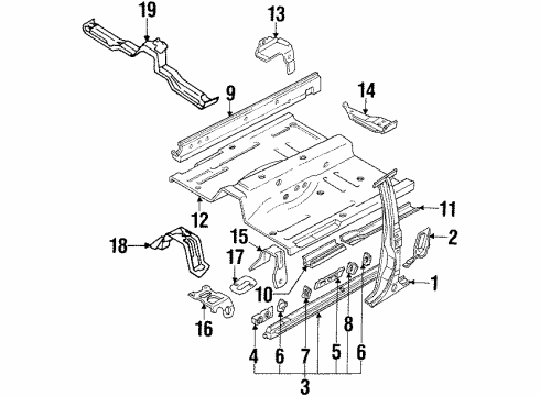 1990 Infiniti Q45 Center Pillar, Rocker Panel, Floor Floor-Front Diagram for 74312-60U30