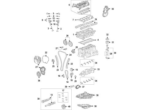 2020 Cadillac CT4 Engine Parts, Mounts, Cylinder Head & Valves, Camshaft & Timing, Variable Valve Timing, Oil Pan, Oil Pump, Adapter Housing, Balance Shafts, Crankshaft & Bearings, Pistons, Rings & Bearings Mount Diagram for 84847756